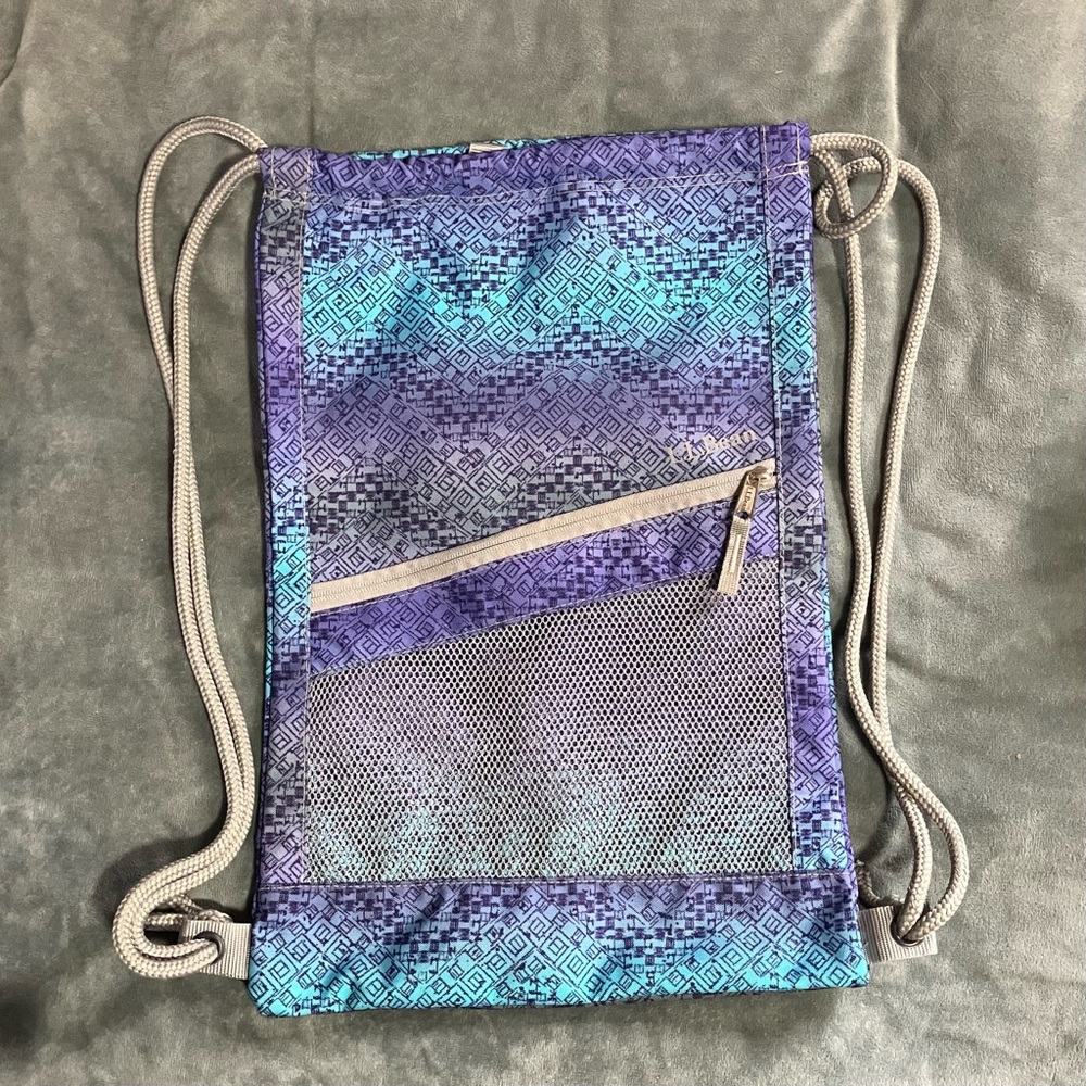 Drawstring Backpack Blue And Purple Geometric Pat… - image 1